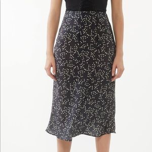 Urban Outfitters - Rowan Floral Satin Slip Midi Skirt